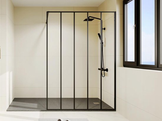 Vente-unique Paroi de douche à l'italienne style industriel ATALIA - 140 x 200 cm L 140 cm x H 200 cm x P 0,6 cm