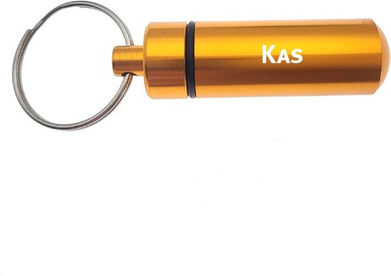 Porte-clés - Pilulier - Avec nom - Argent - Médicaments - Étui d'identité - Goud