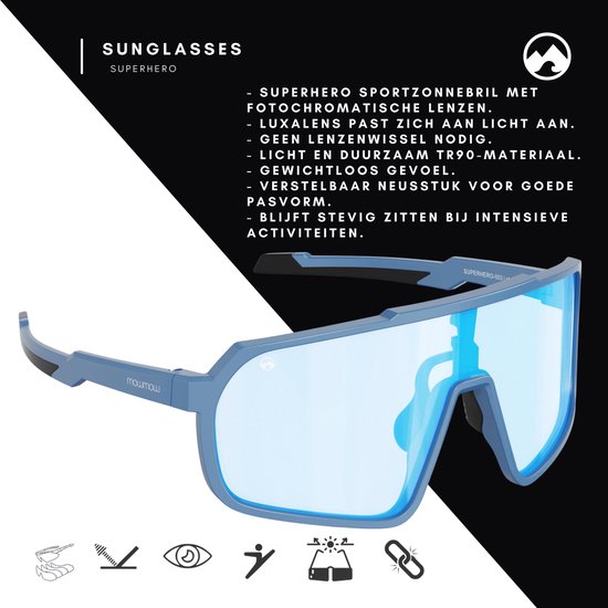 MowMow® Fotochromatische Zonnebril - Sportbril - Fietsbril - Wintersport - LuxaLens - SuperHero-003 van MowMow — afbeelding 2
