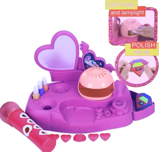 Aomig Nagellaksets voor kinderen, niet-giftige nagellakcadeau voor meisjes, Nagelkunstkit voor kinderen Make-upset met nageldroger Elektrostatische pen Nagelsalon Verwenset