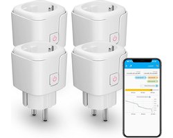 Slimme Zigbee Stekker met Energieverbruik – 4 Stuk – Type F – 16A – Repeater – Hub Vereist – Werkt met Home Assistant – Homey Compatibel – SmartThings Alexa Hubitat