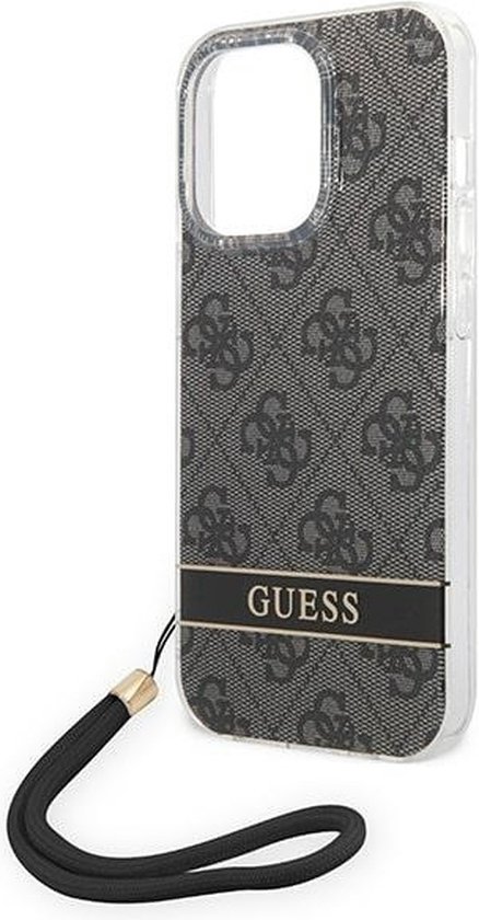 Coque arrière imprimée Guess 4G avec sangle - Apple iPhone 14 Pro Max (6,7") - Zwart