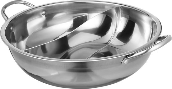 Hot Pot-fornuis met hoge capaciteit, dikke roestvrijstalen hotpot met scheidingswand, pot met dubbele smaak voor feest, familievrienden verz,(Gold 34cm