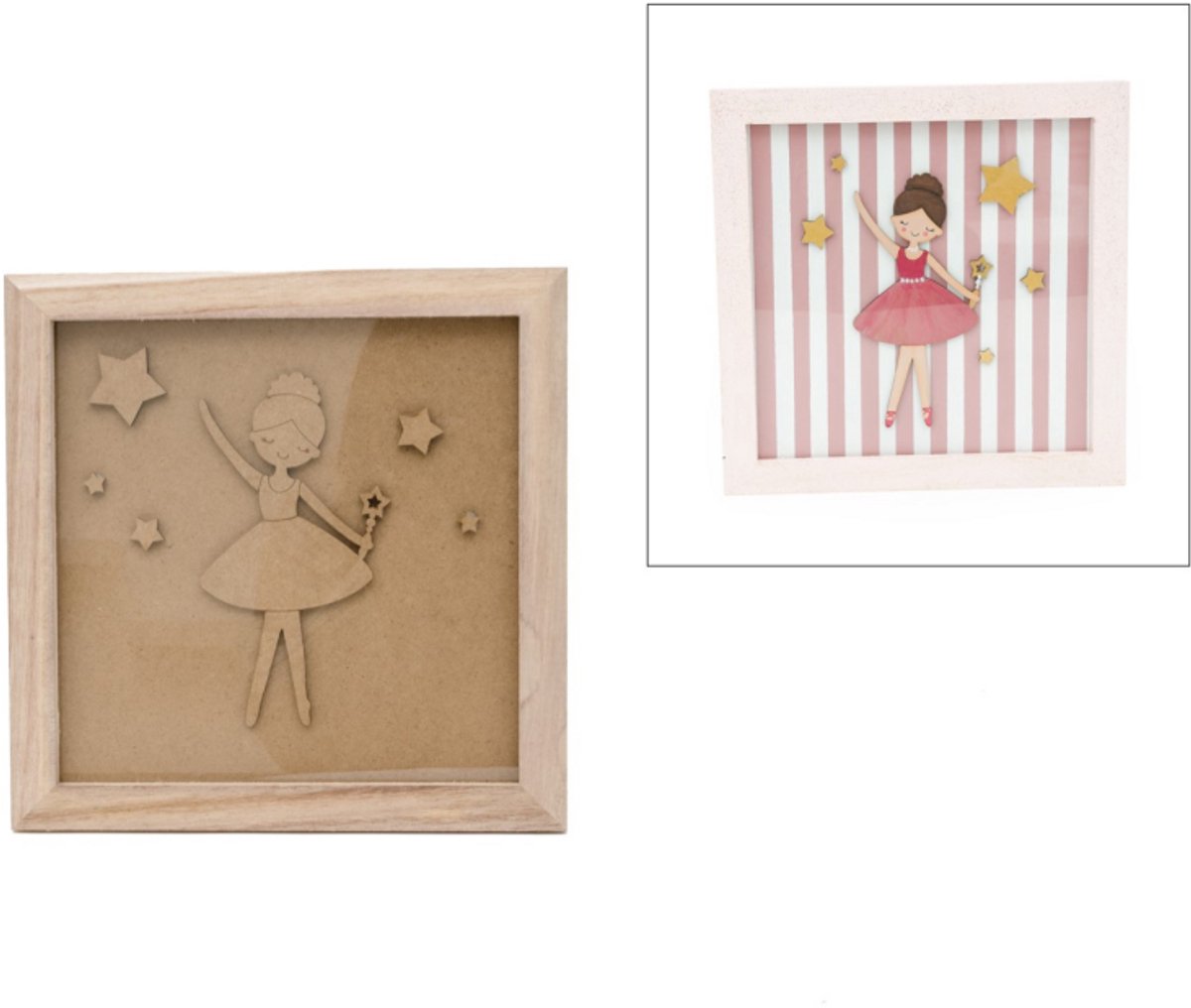 Hobbygroep houten balletdanseres knutselpakket in lijst 23,5x23,5x1,6 cm.