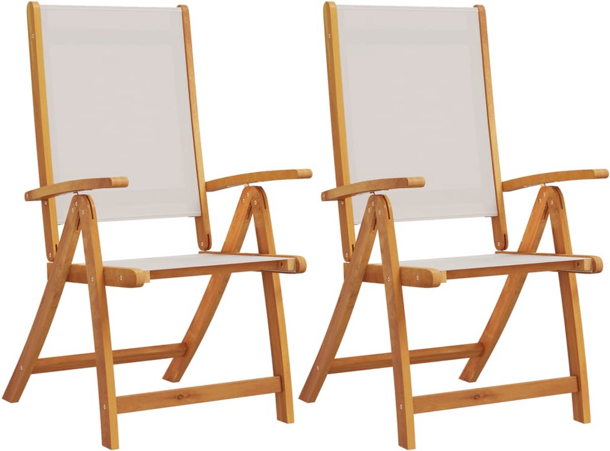VidaXL Tuinstoelen inklapbaar 2 st massief acaciahout en textileen