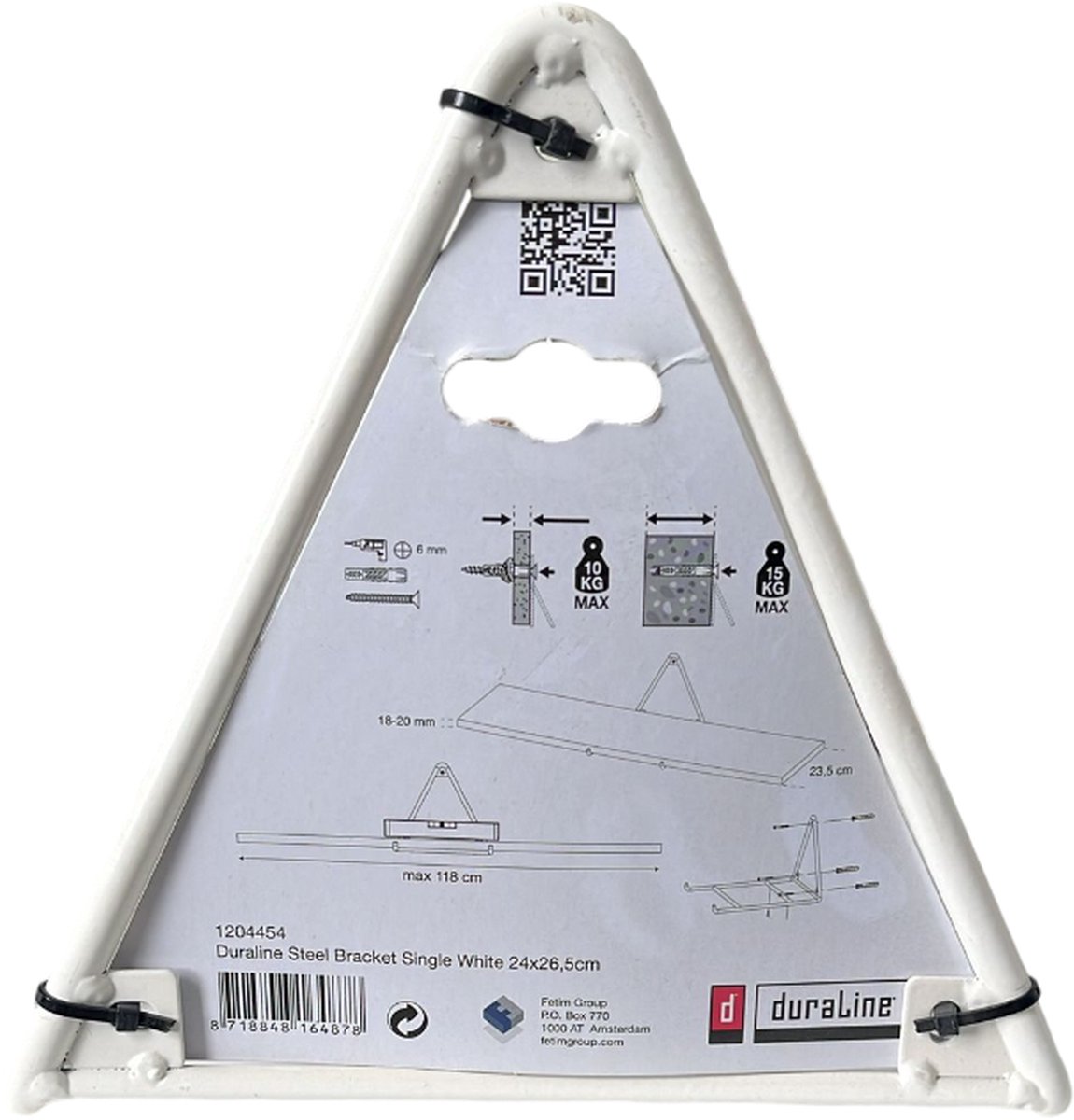 Duraline Plankdrager Single - Staal Wit 5mm - 24x26,5cm