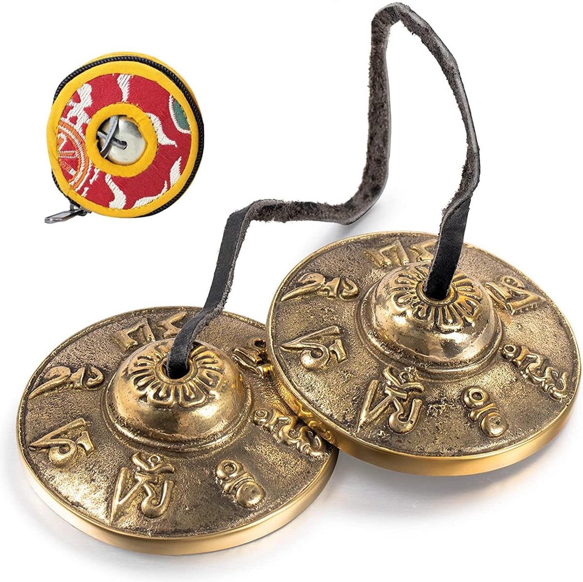Artcome 7 stuks Tibetaanse meditatieset, Tibetaanse klankschaal en Tibetaanse Tingsha-bekkens, handgemaakt in Nepal, voor meditatie, yoga, rust, ontspanning, chakra-genezing, stressverlichting en