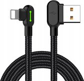 Bol.com Mcdodo CA-4671 90 graden Lightning USB kabel met Led 12 m Zwart aanbieding