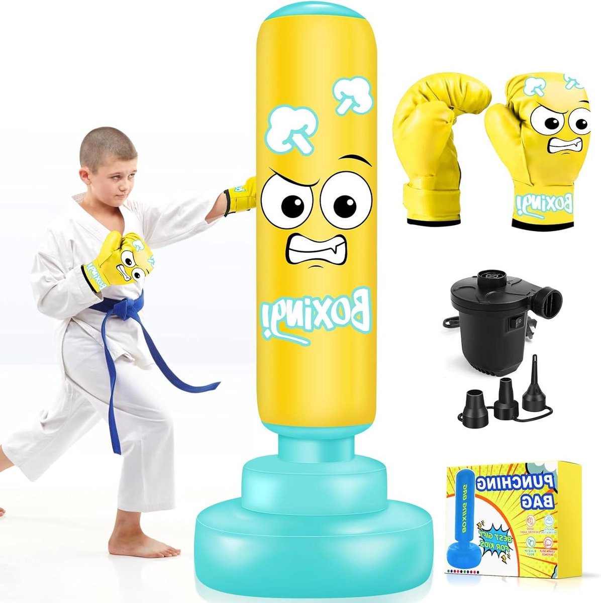 Vrijstaande bokszak voor kinderen - training kicking bag karate taekwondo MMA
