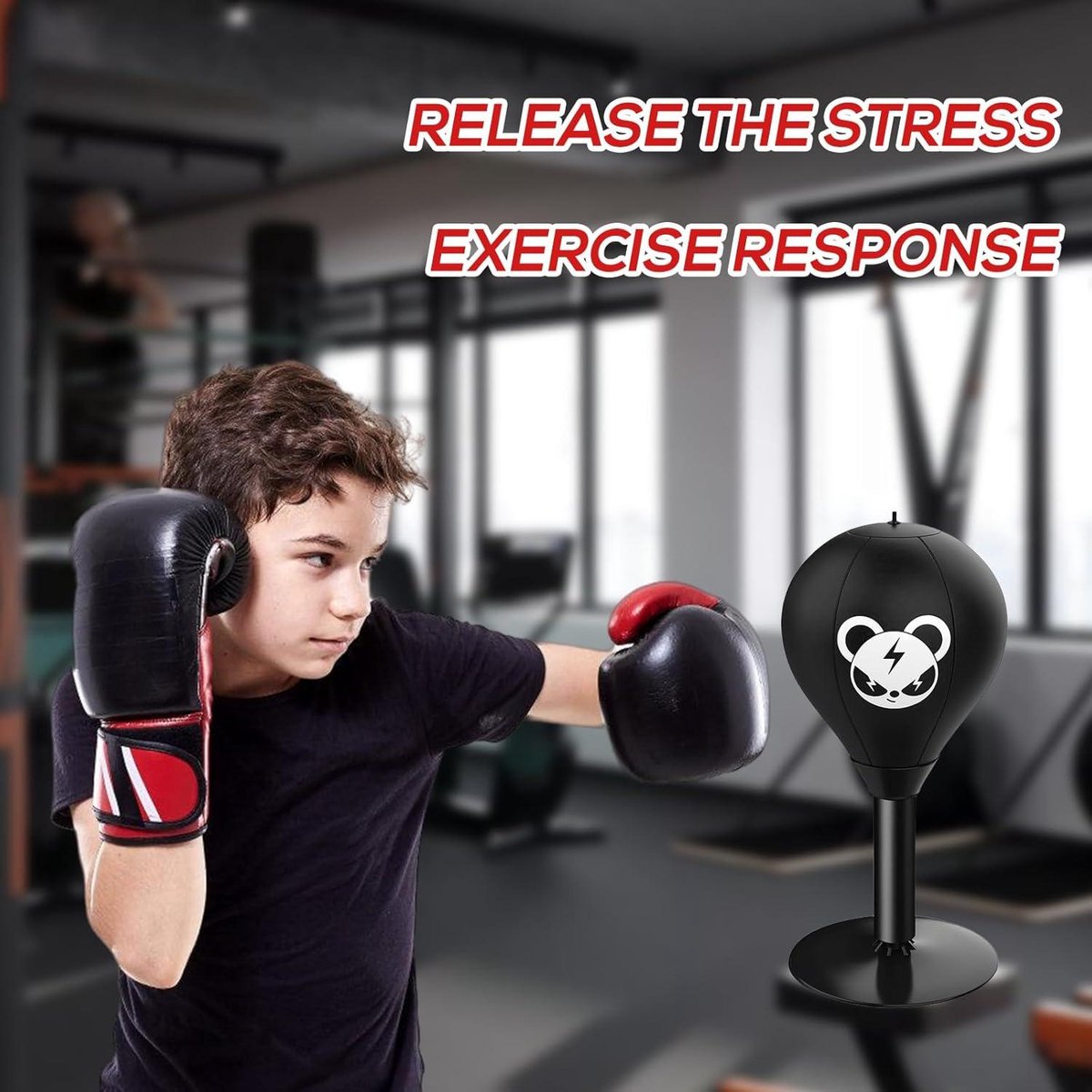 Desktop Bokszak, Punch Rage Bag Set, Stress Buster Reflex Bag Boksen Vrijstaand met sterke zuignappen, Heavy Duty Stress Relief Ball Grappig Gift, Interessante Stress Relief Bokszak