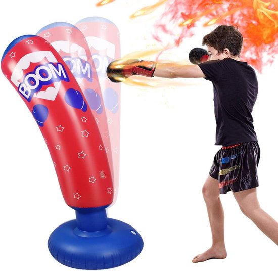 Sac De Frappe Gonflable Enfant 160 Cm - Kit Complet Avec Gants Et Pompe, Base Stable, Pour Boxe, Karaté, Taekwondo - 10