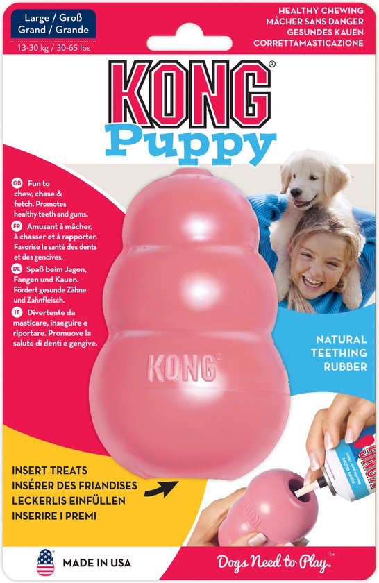 KONG Puppy Speelgoed - Willekeurige Kleur Roze of Blauw - Rubber – 10 cm - L