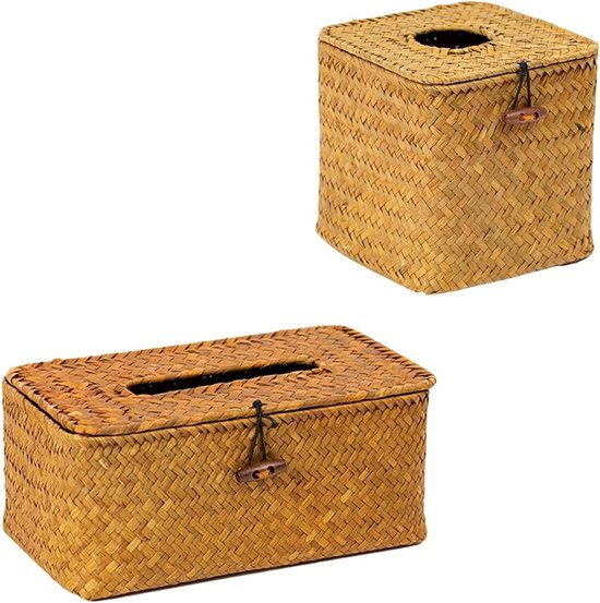 2 Pack Tissue Box Cover, PU Lederen Vierkante