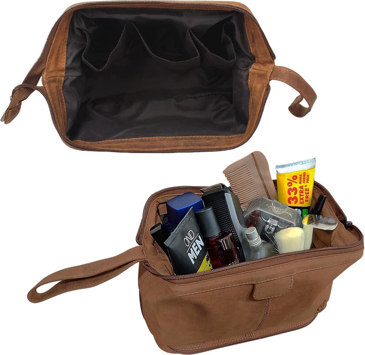Chesterfield leren toilettas Stacey bruin C08.016501 - Tim Menswear Chesterfield leren toilettas Stacey bruin C08.016501 - Tim Menswear
