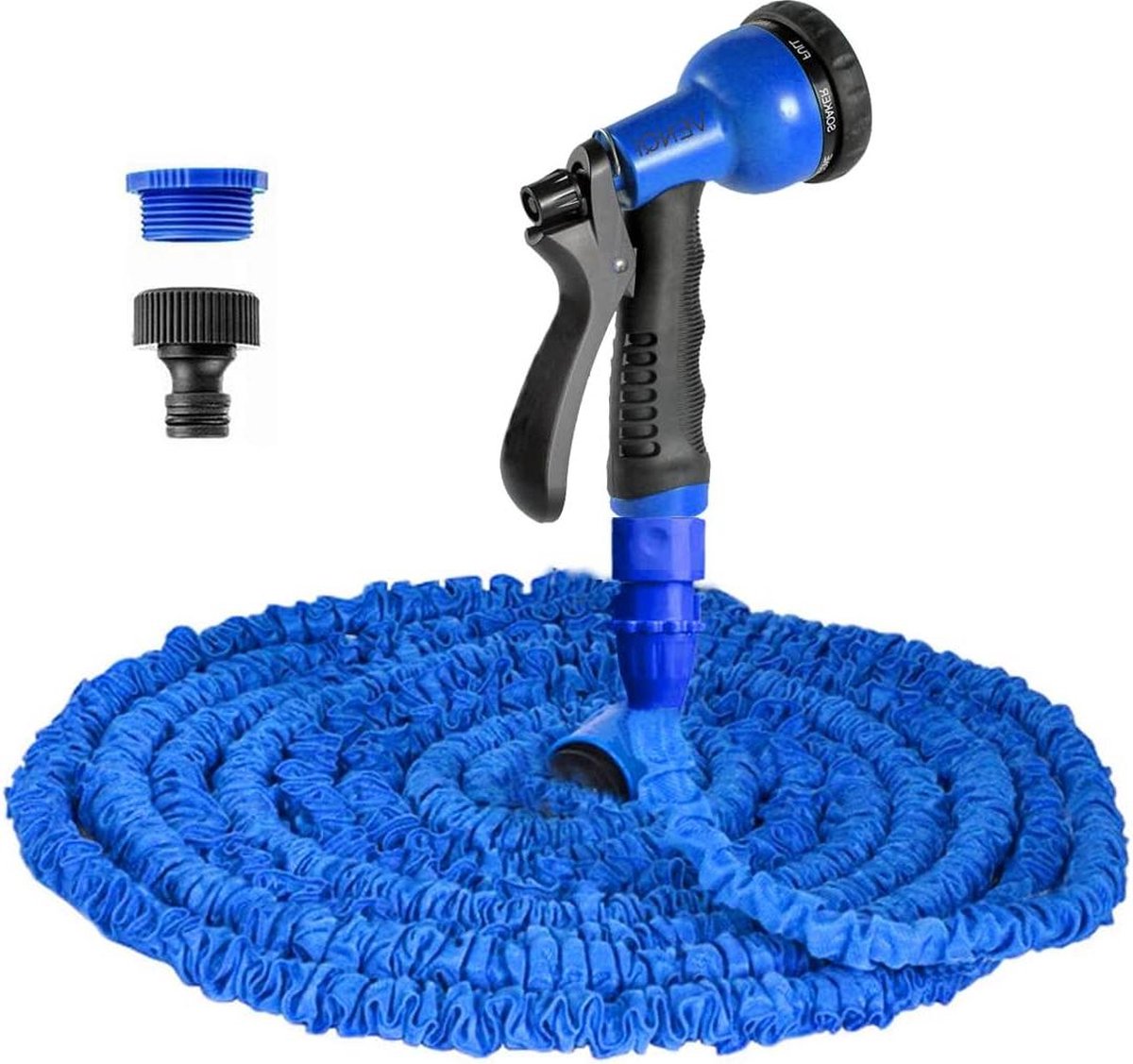 15 m flexibele uitbreidbare tuinslangpijp met 8 patronen sproeikop - lekvrije zwaar belastbare waterslang voor tuin - blauw