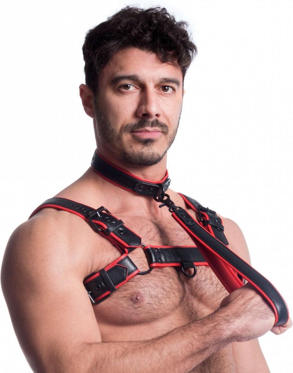 Goedkoopste 665 Vegan - Korte Leiband - PU Leer - Zwart/Rood