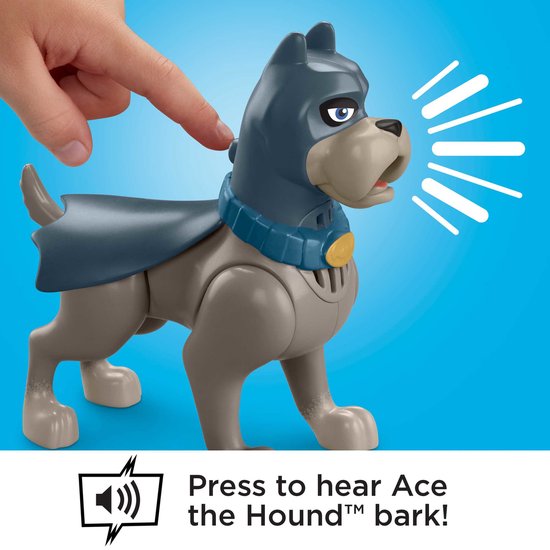 Fisher-Price DC League Of Super-Pets Ace Super Bau | Cane Di Batman Snodato 15 Cm Con Suoni | Giocattolo Interattivo Per Bambini 3+ Anni | HJF31