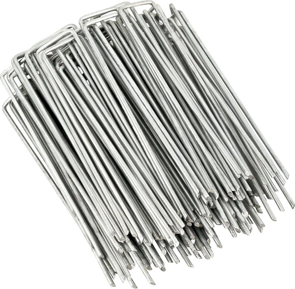 Goedkoopste Set van 100 anti-roest 6 inch 11 gauge zware platte U-vormige tuin beveiligingsharingen spikes pinnen haringen - gegalvaniseerde graszoden nietjes voor het verankeren van landschapsstof