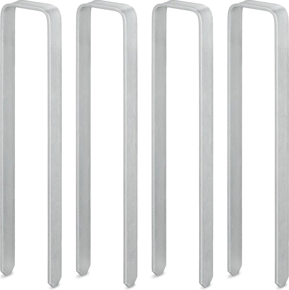Grondpennen set van 4 Grondankers Rozenboog U-vormig Verzinkt Stabiel XXL HBD 30 x 6 x 25 cm Zilver