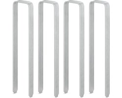 Grondpennen set van 4 - Grondankers - Rozenboog - U-vormig - Verzinkt - Stabiel - XXL - HBD 30 x 6 x 25 cm - Zilver