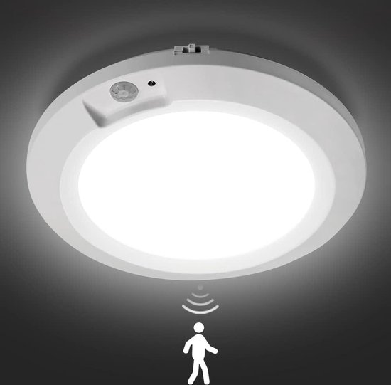 Foto: Bewegingssensor plafondlamp batterij aangedreven sensor licht binnen 65 heldere draadloze plafondlamp geschikt voor zolder garage gang trap 210lm daglicht