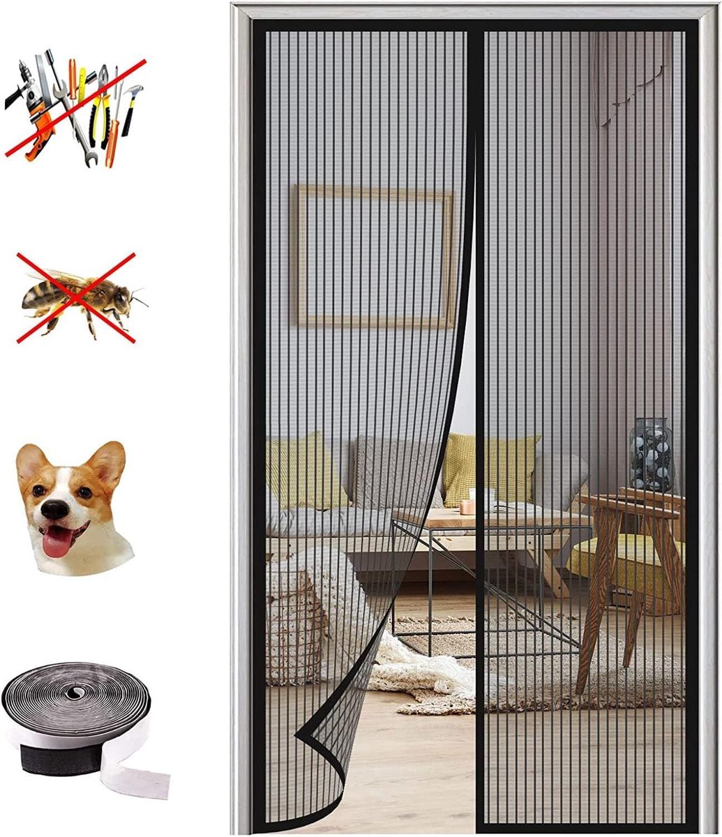 Magnetisch vliegengaas deur automatische sluiting anti-vliegen insectengordijn - Deurgordijn anti-muggennet - Balkondeur Terrasdeur - Zwart A 90 x 210 cm