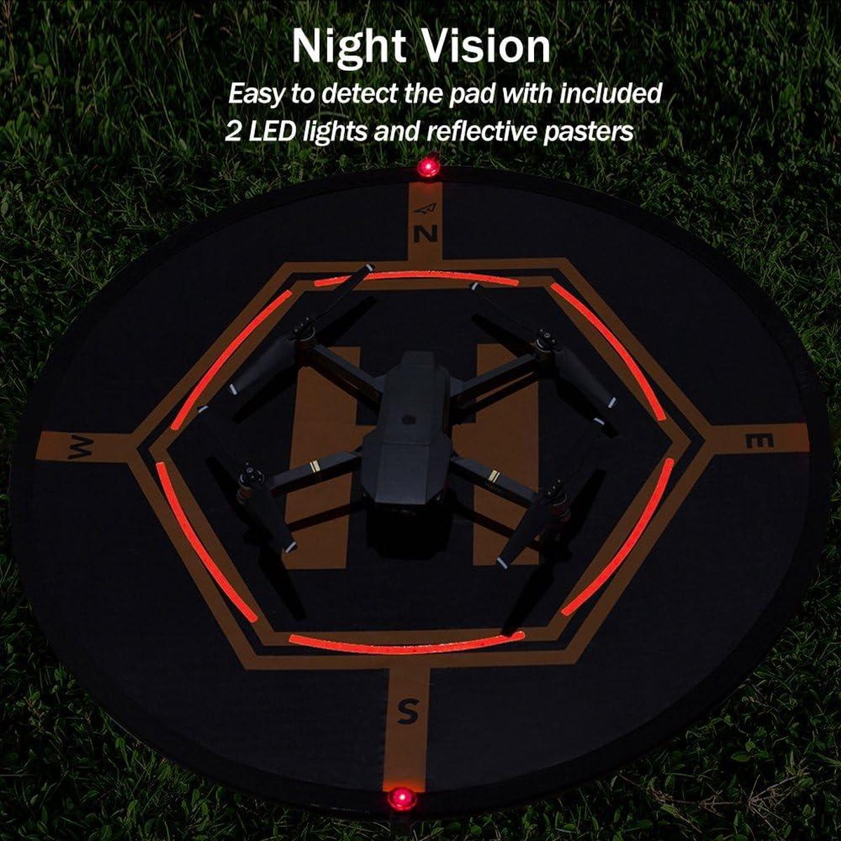 32 inch Universele Drone Landing Pad met LED-verlichting - waterdicht - DJI Mini 3 Pro - Mavic Mini 2 - helikopterplatform - snel vouwbaar - Mini 4 Pro - Mini SE - Air 2/2S - Mavic 3 thumbnail 4