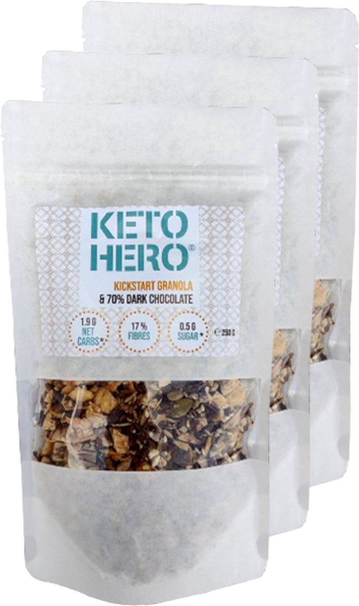 Goedkoopste KETO LOCA | Kickstart Granola | Dark Chocolate | 3 stuks | 3 x 250 gram