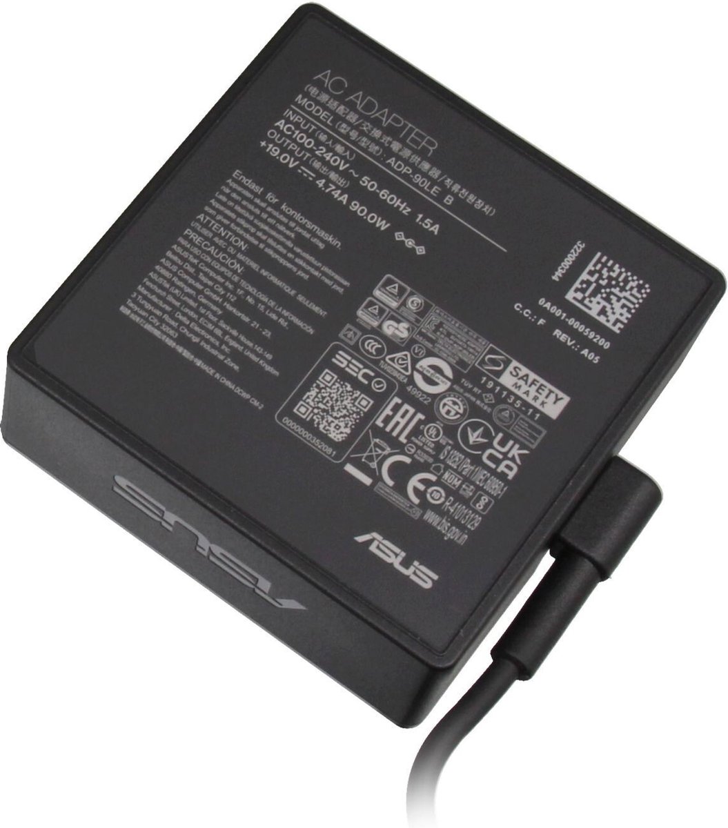 Asus 0A001-00059200 oplader 90W - zonder wallplug - vierkant