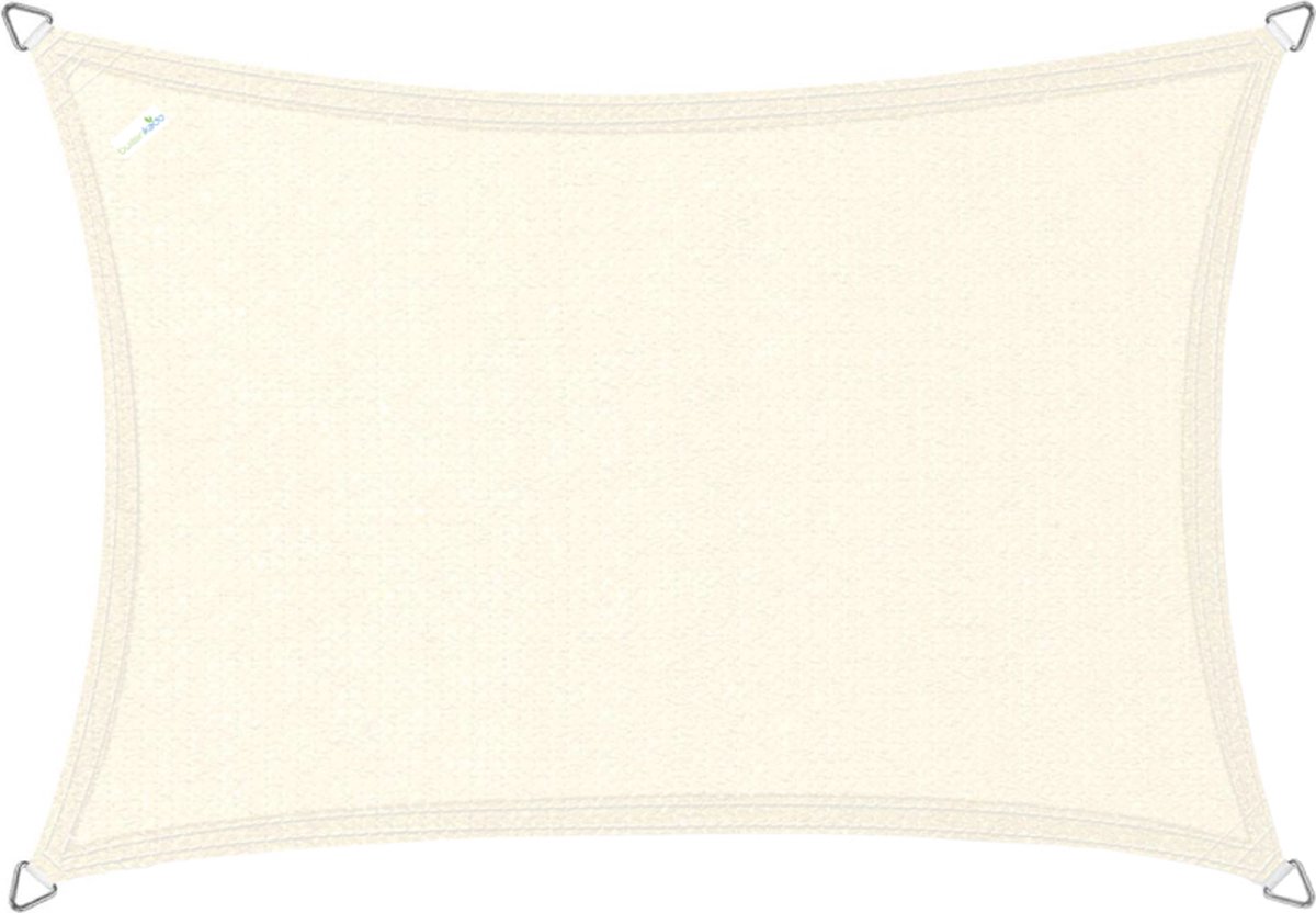Buitenkado schaduwdoek rechthoek 2x3,5 m - HDPE/RVS - crème wit - incl. bevestigingsset