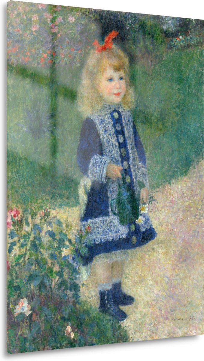 Een meisje met een gieter - Pierre-Auguste Renoir wanddecoratie - Meisje schilderij op gla