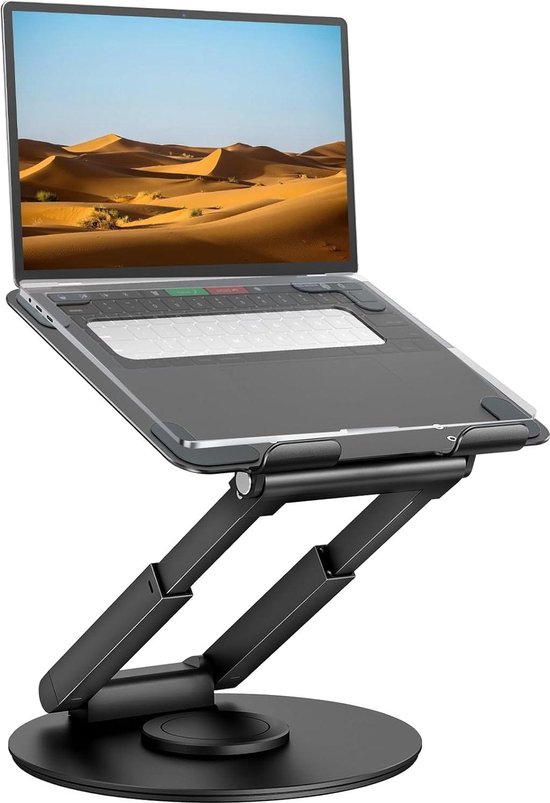 Foto: Laptop verhoger telescopische standaard voor bureau 360 draaibare basis zit to staand in hoogte verstelbaar draagbare verhoghouder goede houding macbook pro alle laptops laptop verhoger