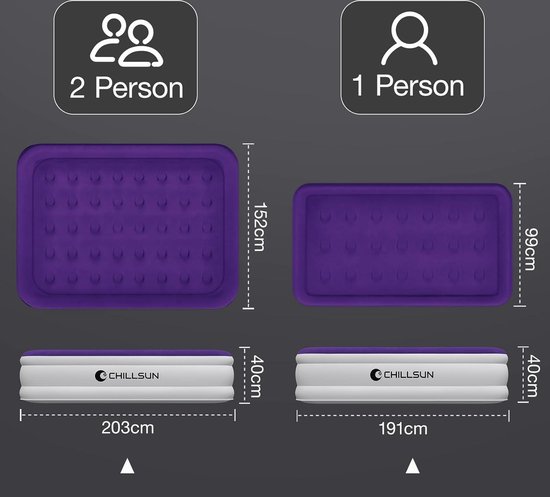 Luxchoice Air Mattress 2 Person Self Inflating Air Mattress with Integrated Electric Pump Premium Bed Air Mattress for Camping or Home 203×152×40cm 350 Max
