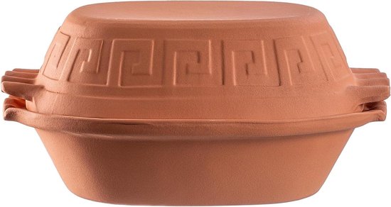KADAX Ovale Kleibrander, Keramische Pot met Deksel en Zijhandgrepen, Stoomkoker Gemaakt van Natuurlijke Materialen, Stoofschotel voor Vetvrij Koken, Roosterpot (5L