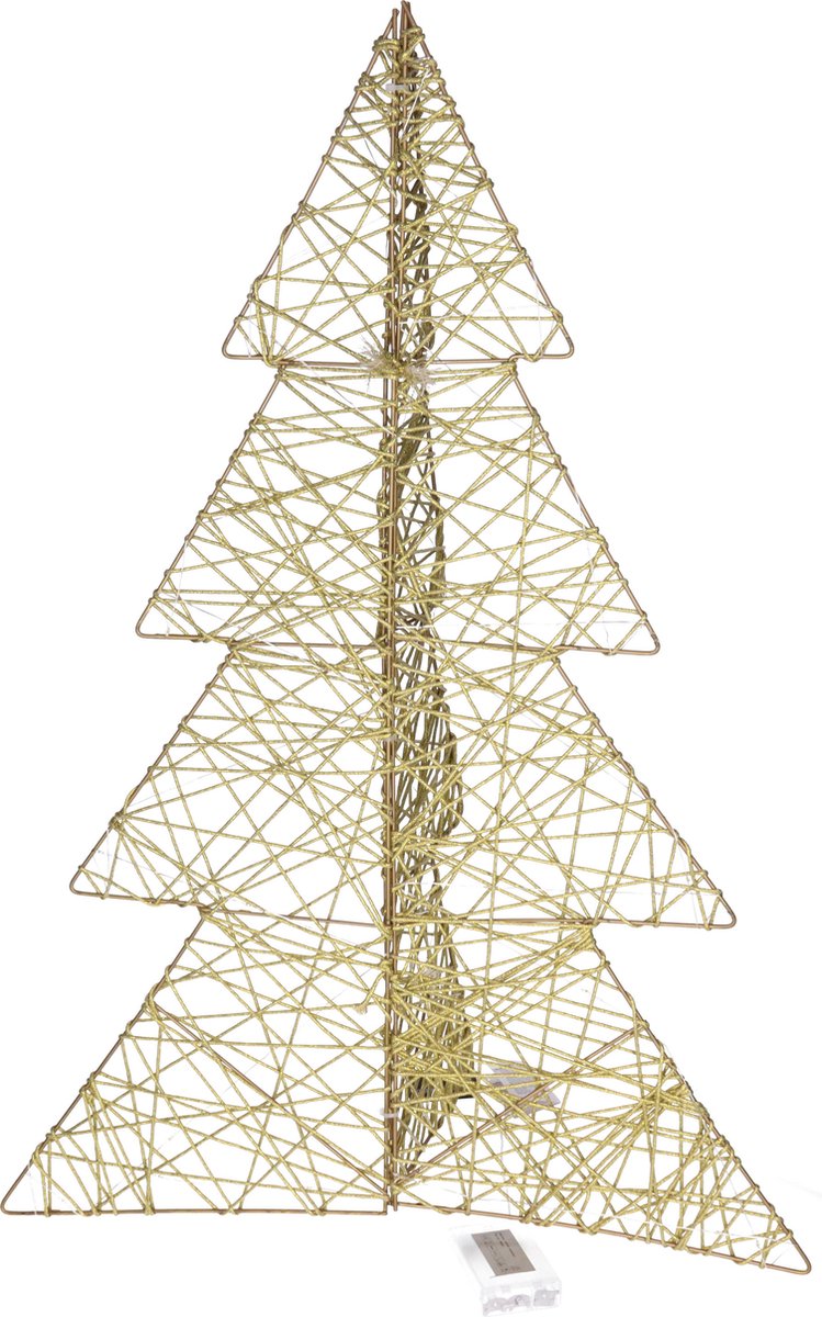 Countryfield Lichtboom/kerstboom - 76 cm - goud - metaal - 60 leds
