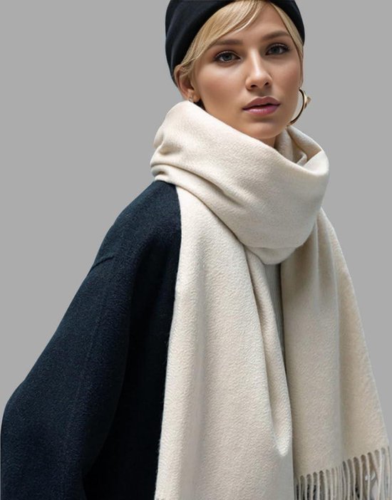 Echarpe étole châle blanc scarf femme cachemire laine top qualité