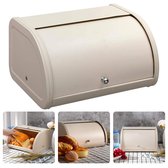 Boîte à pain Cheqo® - Gain de place - Boîte de rangement - Boîte à pain - Rangement du pain - 25 cm - Beige - Avec couvercle coulissant