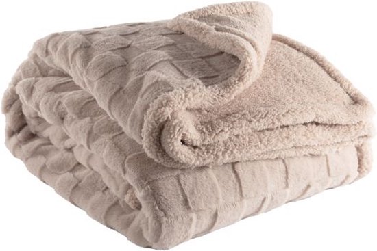 Tiseco - Plaid RAVA - super zacht stof - geruit patroon - 150x200 cm, Taupe