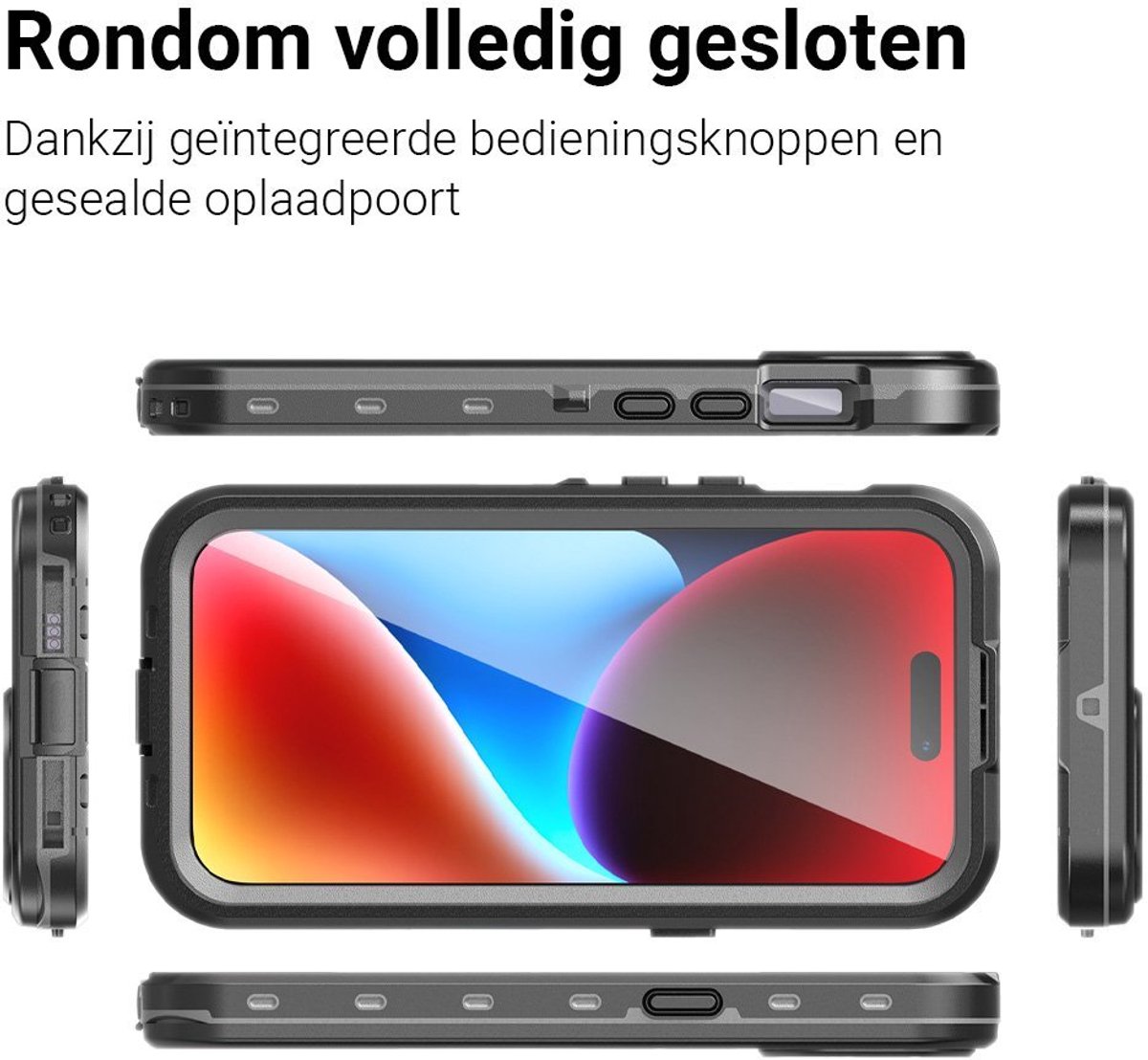 IPhone 16E Hoesje – IP68 Waterdicht, Schokbestendig En Militair Sterk, Met Screenprotector (zwart)