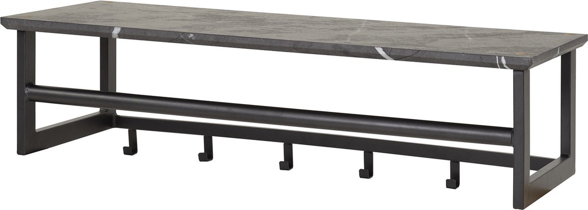 Giga Meubel Kapstok Roede - Zwart Metaal - 6 Haken - 80x30x24cm
