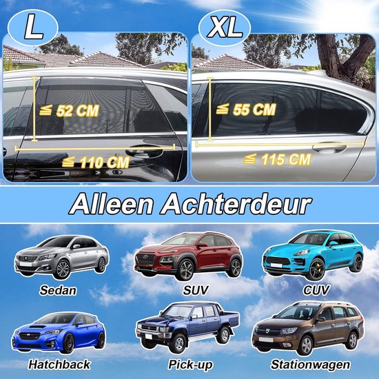 2 stuks zonbescherming auto - zonnescherm - voor baby en kind - zonwering - voor zij