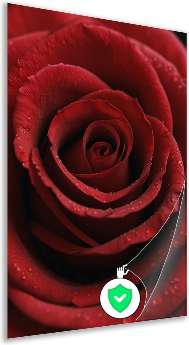 Roos wanddecoratie - Bloem poster - Wanddecoratie Realisme kunststroming - Muurdecoratie m