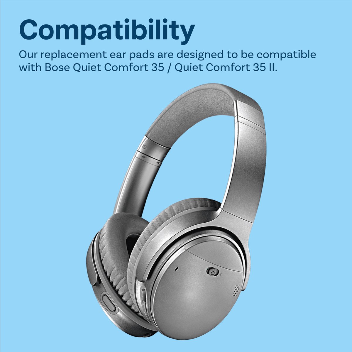 Vervangende Oorkussens voor Bose QuietComfort 35 (QC35)/Bose Quiet Comfort 35 II (QC35 II) Over-ear Hoofdtelefoon van MMOBIEL - Protein PU Koptelefoon Oorkussens - Hoofdtelefoon Earpads – Licht Grijs thumbnail 5