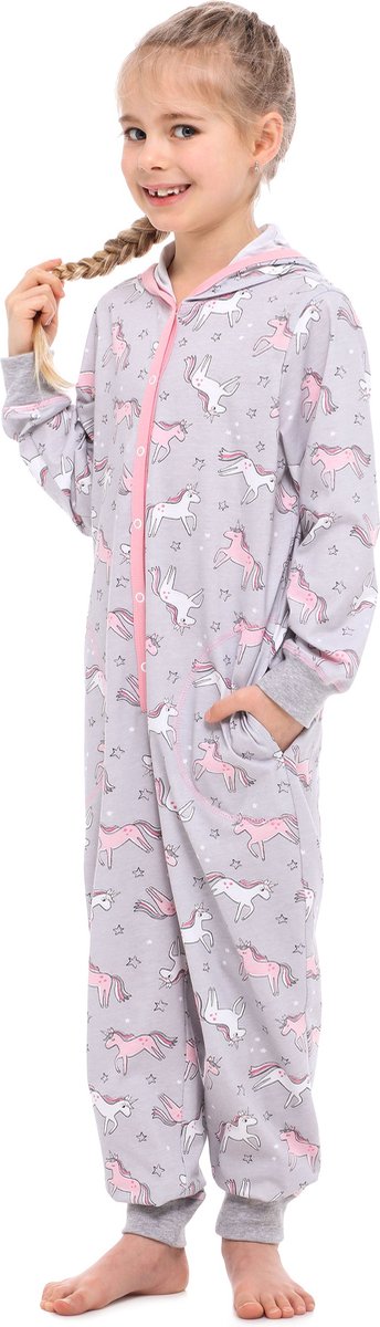 Merry Style Kinder Pyjama - ronde hals - lange mouwen - lange broek met zakken - Katoen - MS-MS10-223-PJ - Melange Einhorn - 146-152