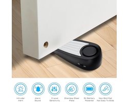 Deurstopper Alarm, 130dB Inbraak Alarm, wigvormige deurstopper voor persoonlijke bescherming thuis en op reis, zwart