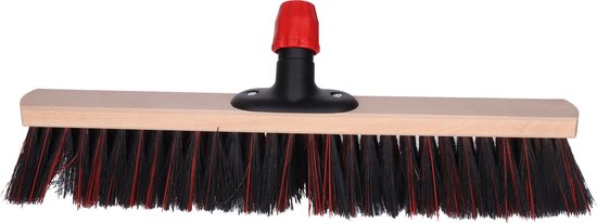 Buemag Bezemkop - Arenga/Elaston mix - zwart/rood - hard - hout - 50 cm - straatbezem/buitenbezem - bezem van Buemag — afbeelding 4