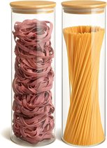 Set de 2 Bocaux de conservation – Boîte de conservation en Verres pour spaghettis 1900 ml avec couvercle hermétique en Bamboe