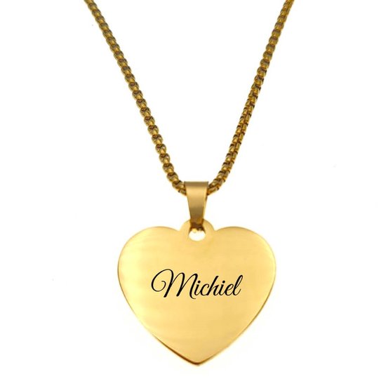 Ketting - Hart - Met Naam - Michiel - Goud