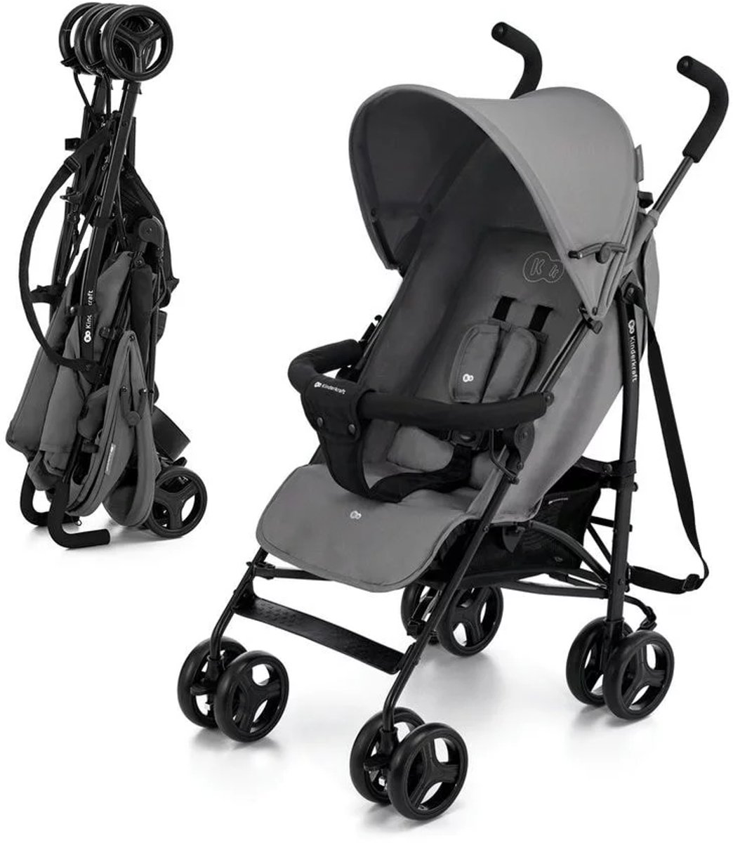 Bol.com Kinderkraft TIK - Buggy - Compact Inklapbaar - Vering en Lekvrije Wielen - Grijs aanbieding