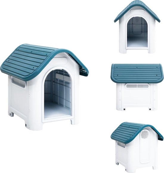 vidaXL Hondenhok - Hondenhokken - Honden Hok - Hondenhuis - Hondenhok 59x75x66 cm polypropeen blauw